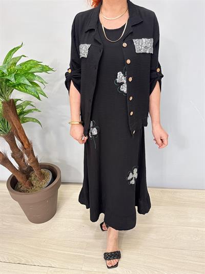 2685 Müslin Ceketli Elbise Siyah