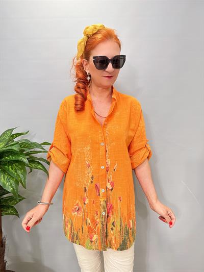 2690  Italyan Pamuklu Gömlek/Ceket Turuncu