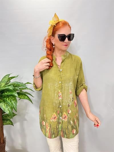 2690  Italyan Pamuklu Gömlek/Ceket Yeşil