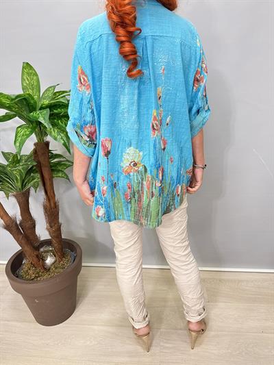 2690  Italyan Pamuklu Gömlek/Ceket Turkuaz