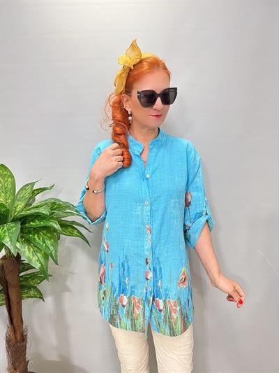 2690  Italyan Pamuklu Gömlek/Ceket Turkuaz