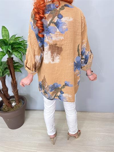 2690 Italyan Payet Detay Pamuklu Gömlek/Ceket Camel