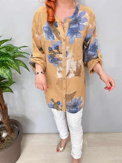 2690 Italyan Payet Detay Pamuklu Gömlek/Ceket Camel