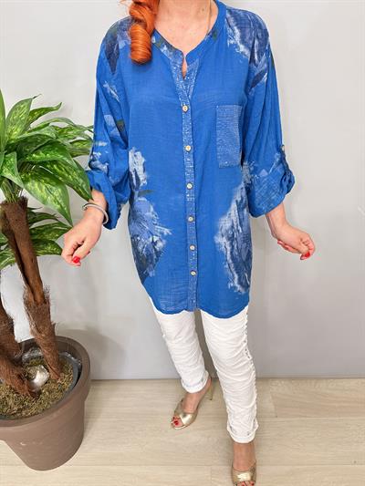 2690 Italyan Payet Detay Pamuklu Gömlek/Ceket Saks Mavi