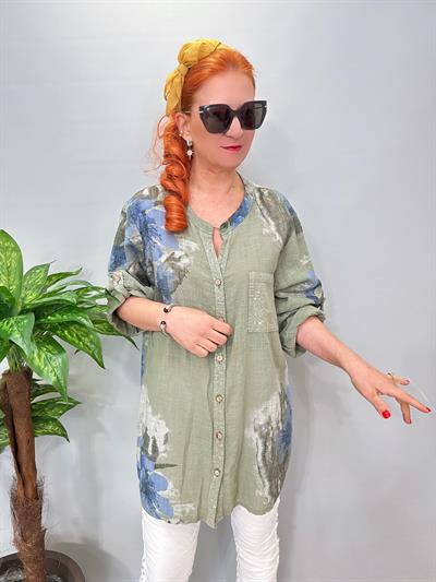 2690 Italyan Payet Detay Pamuklu Gömlek/Ceket Haki