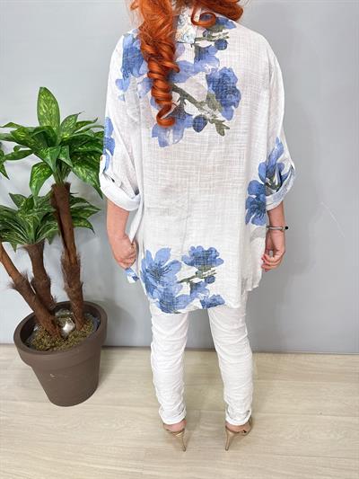 2690Italyan Payet Detay Pamuklu Gömlek/Ceket Beyaz