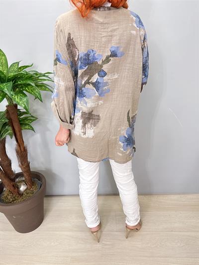 2690Italyan Payet Detay Pamuklu Gömlek/Ceket Vizon