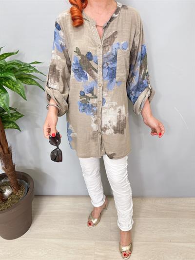 2690Italyan Payet Detay Pamuklu Gömlek/Ceket Vizon