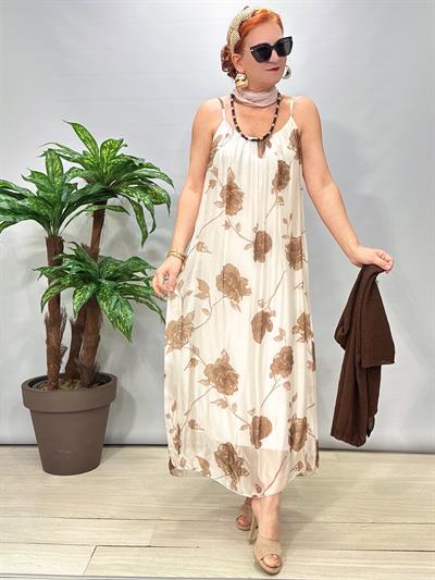 2699 Italyan İpek Elbise Kahve 