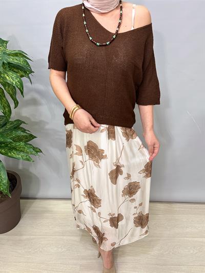 2699 Italyan İpek Elbise Kahve 