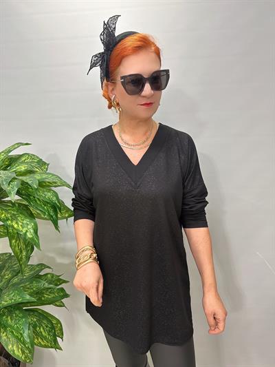 2826 Tasarım Modal Bluz Siyah