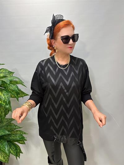 2826 Tasarım Modal Bluz Siyah
