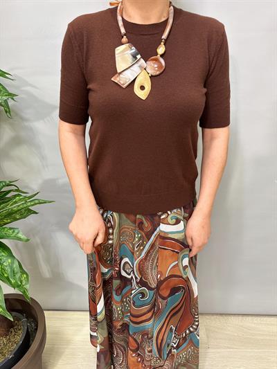 2860 Basic Triko Bluz Acı Kahve