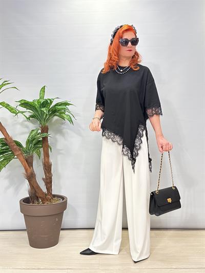 2865 Krep Kumaş Pantolon Ekru