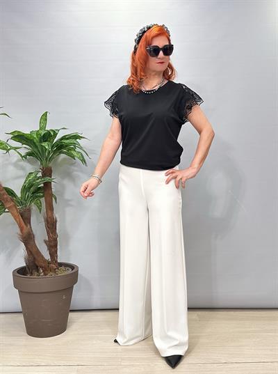 2865 Krep Kumaş Pantolon Ekru