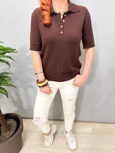 2874 Polo Yaka Triko Bluz Kahve