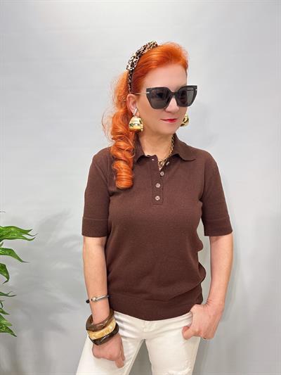 2874 Polo Yaka Triko Bluz Kahve