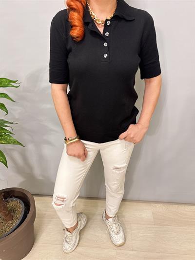 2874 Polo Yaka Triko Bluz Siyah