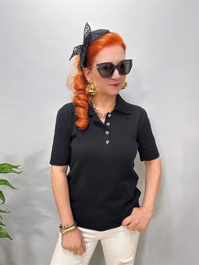 2874 Polo Yaka Triko Bluz Siyah