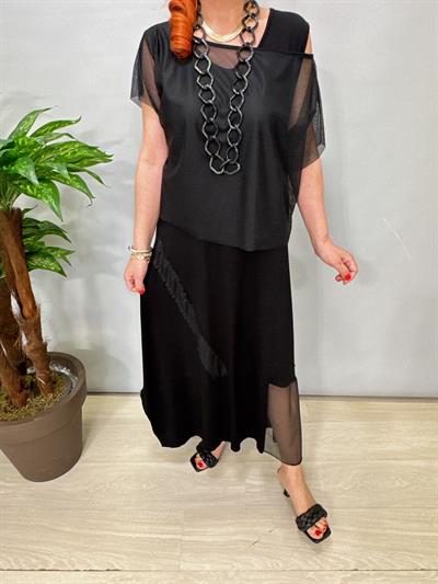 2876 Tasarım Likralı Penye Elbise Siyah