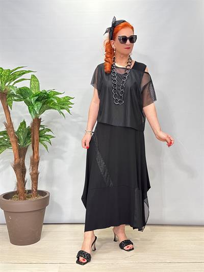 2876 Tasarım Likralı Penye Elbise Siyah