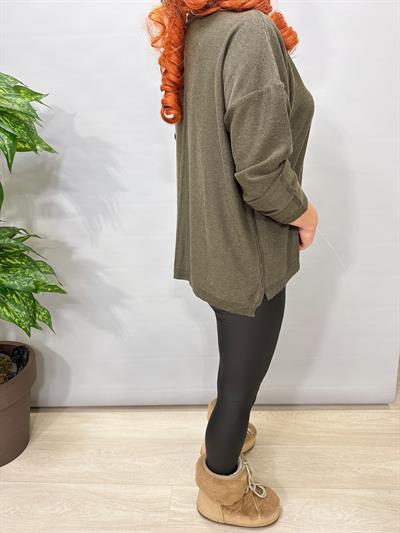 2888 Italyan İnce Dökümlü Yaka Triko Haki