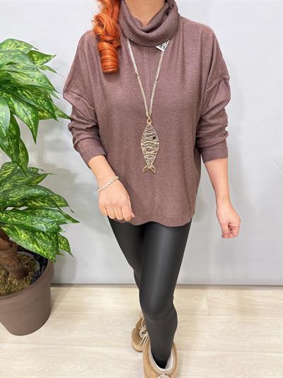 2888 Italyan İnce Dökümlü Yaka Triko Kahve