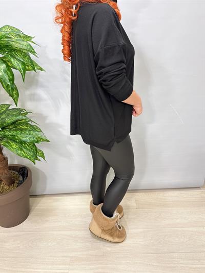 2888 Italyan İnce Dökümlü Yaka Triko Siyah