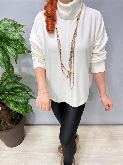 2888 Italyan İnce Dökümlü Yaka Triko Ekru