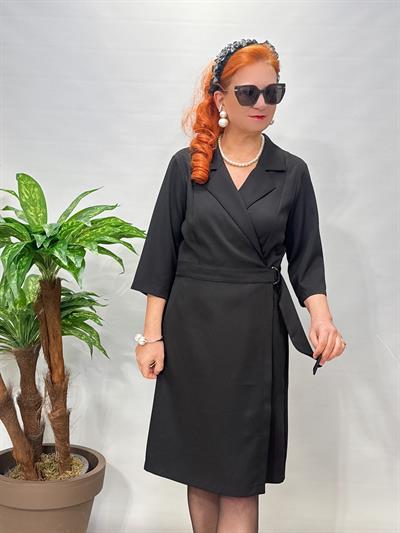 2890 Krep Elbise Siyah