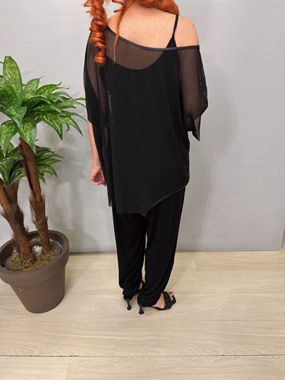 2898 Tül Detay Takım Siyah 