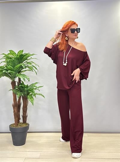 (1 BEDEN KÜÇÜK ALINIZ) 292050 MODAL TAKIM BORDO