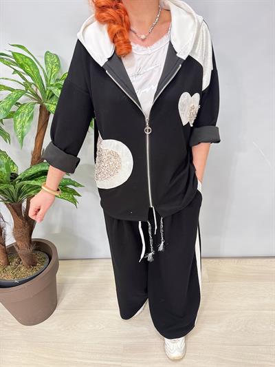 2921 Gümüş Detaylı Premium Takım Siyah 