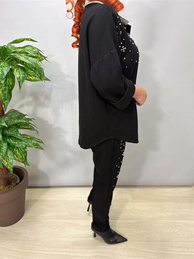 2921 Gümüş Detaylı Premium Takım Siyah 