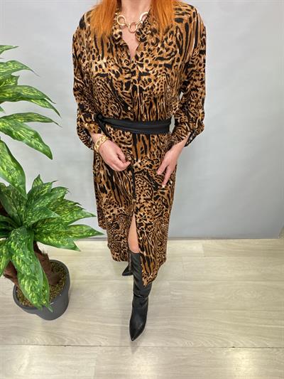 MNS 3005 PAMUKLU VİSKON GÖMLEK ELBİSE KAHVERENGİ (KEMER DAHİL DEĞİLİDİR.)