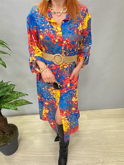 MNS 3005 PAMUKLU VİSKON GÖMLEK ELBİSE SARI (KEMER DAHİL DEĞİLİDİR.)