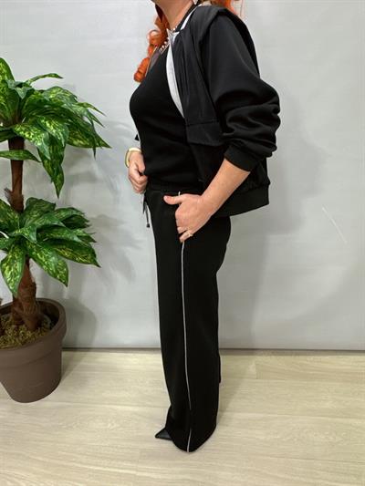 3018 1 Beden Küçük Alınız Modal Palazzo Takım Siyah