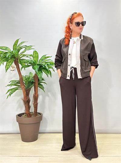 3018 1 Beden Küçük Alınız Modal Palazzo Takım Acı Kahve