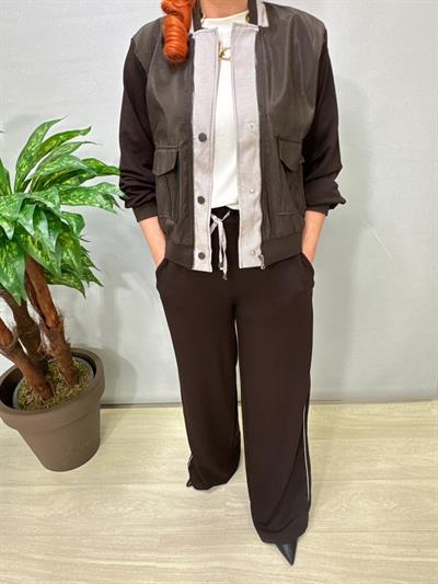 3018 1 Beden Küçük Alınız Modal Palazzo Takım Acı Kahve