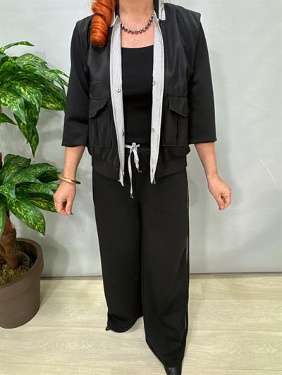 3018 1 Beden Küçük Alınız Modal Palazzo Takım Siyah