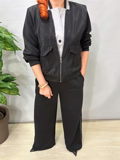3018 1 Beden Küçük Alınız Modal Palazzo Takım Siyah