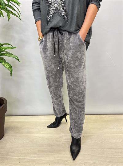 3019 Şönil Kadife Kemersiz Pantolon Gri