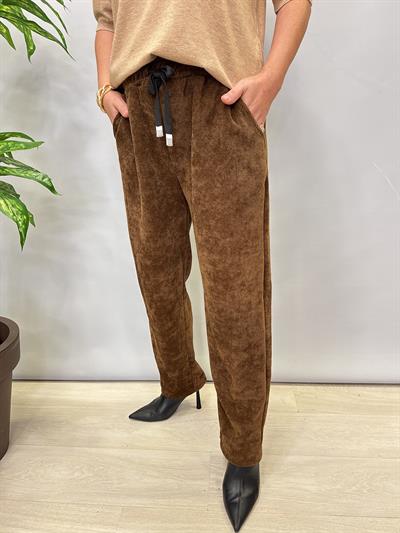 3019 Şönil Kadife Kemersiz Pantolon Kahve