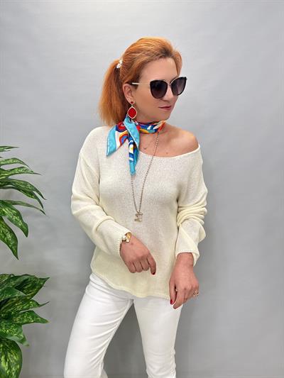 3020 DİLVİN MERSERİZE BLUZ EKRU / KREM
