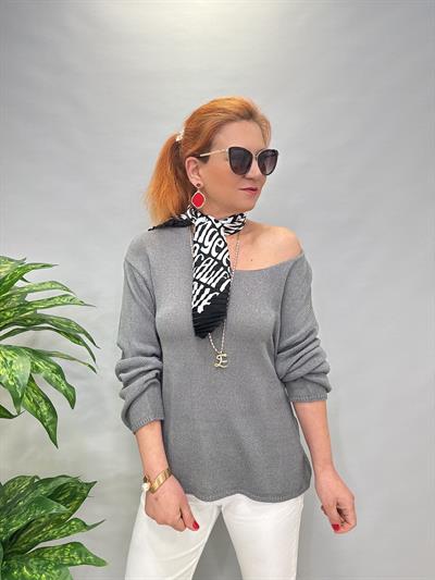 3020 DİLVİN MERSERİZE BLUZ GRİ