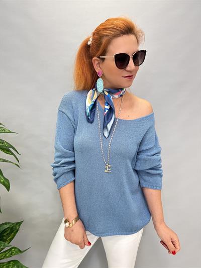 3020 DİLVİN MERSERİZE BLUZ MAVİ