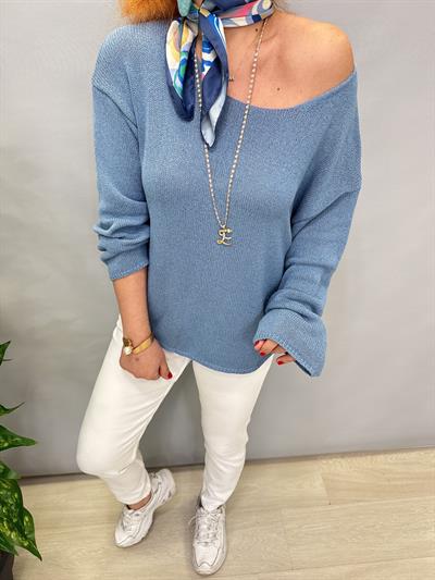 3020 DİLVİN MERSERİZE BLUZ MAVİ