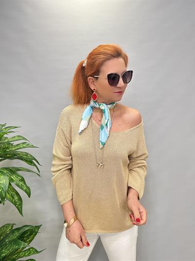 3020 DİLVİN MERSERİZE BLUZ TAŞ / VİZON