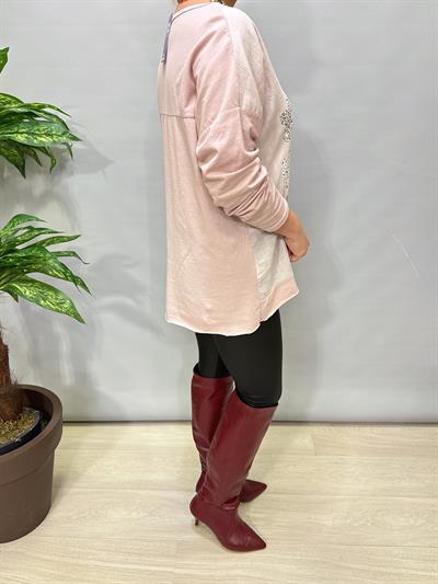 3021 Italyan Pamuklu Bluz Pudra 