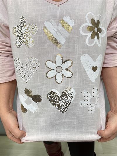 3021 Italyan Pamuklu Bluz Pudra 